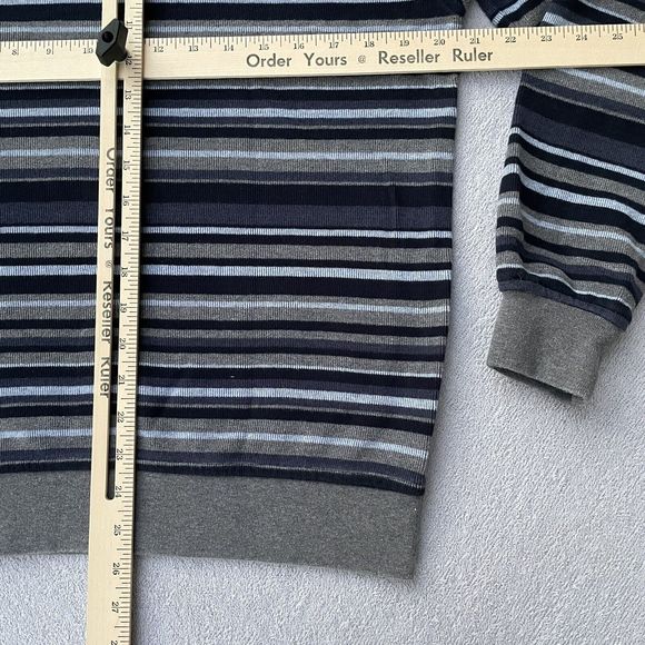 Douglas Defining Casual 1/2 Zip Sweater Mens M Blue/Grey Stripes Cotton Corduroy - Picture 12 of 12